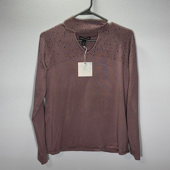 Cable & Gauge Sweaters - NWT Cable & Gauge Embellished Sweater Women’s Small Mauve Long Sleeve Mock Neck